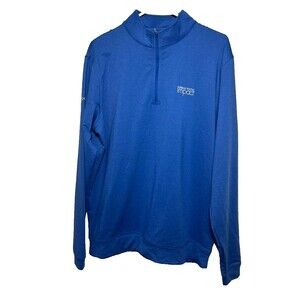 Peter Millar 1/4 Quarter Pullover Men Large Blue Long Sleeve Golf Performance